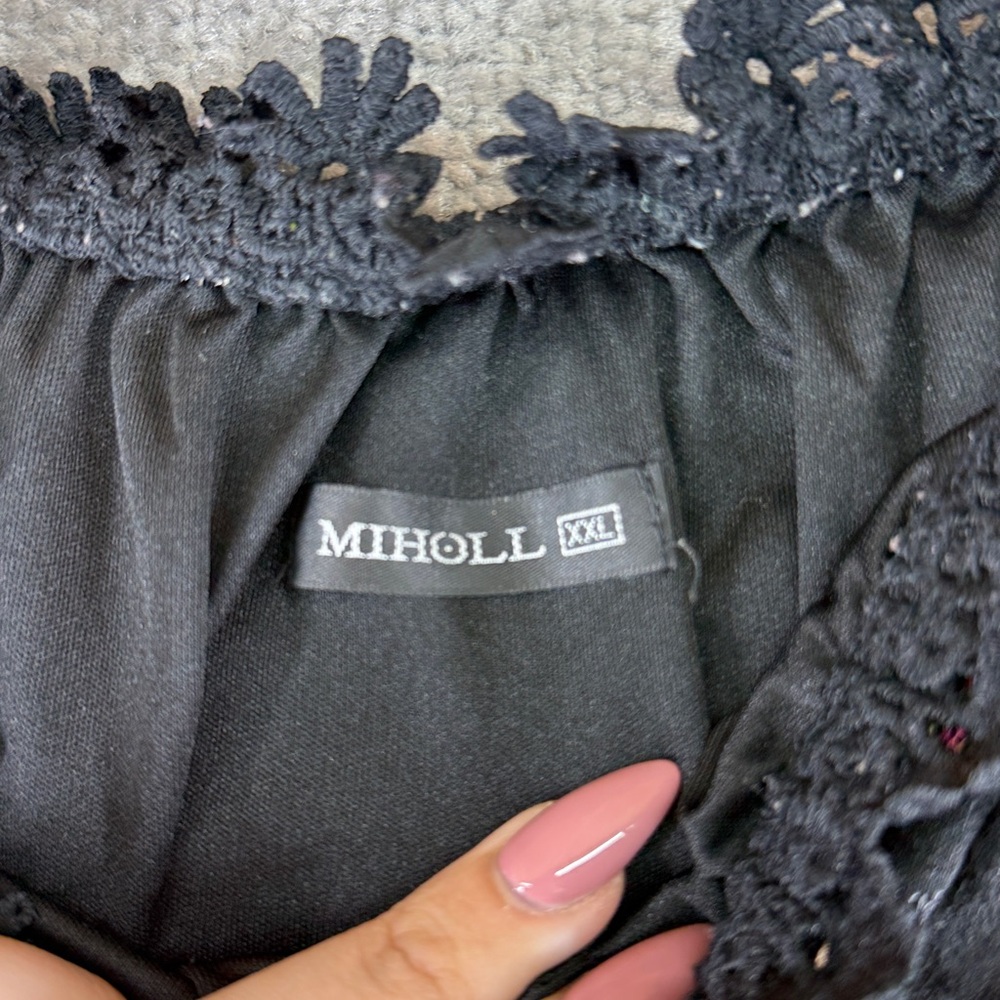 Miholl Short Sleeve Blouse Black Red Floral Semi Sheer Womens XXL - Picture 6 of 10